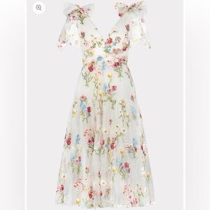 NWT JessaKae White Margaret Floral Midi Dress Size XL